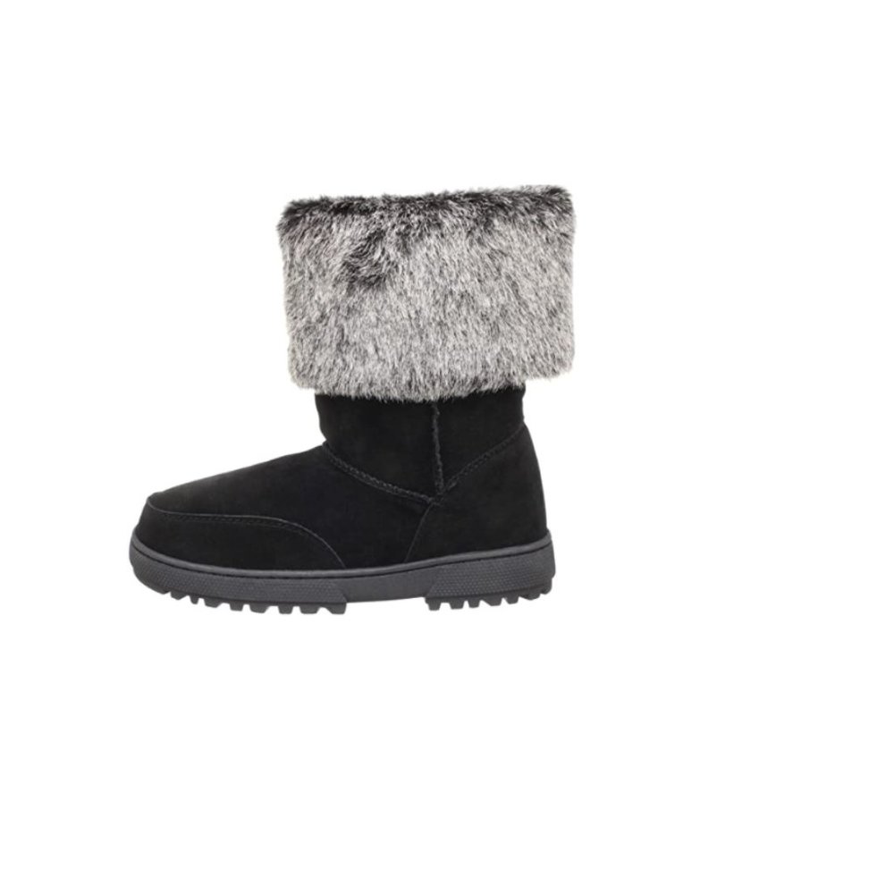 Rampage Women's Allie Faux Shearling Boot,Black Faux Suede,6